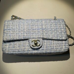 Blue Tweed Shoulder Bag